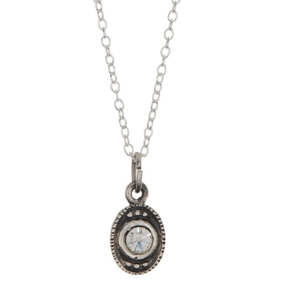Argento Vivo Silver Oval CZ Pendant Necklace